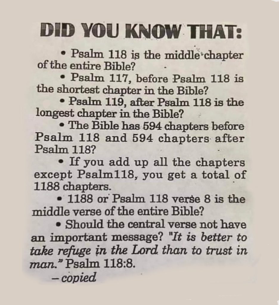 The Truth Behind the Psalm 118 "Middle of the Bible” Claim