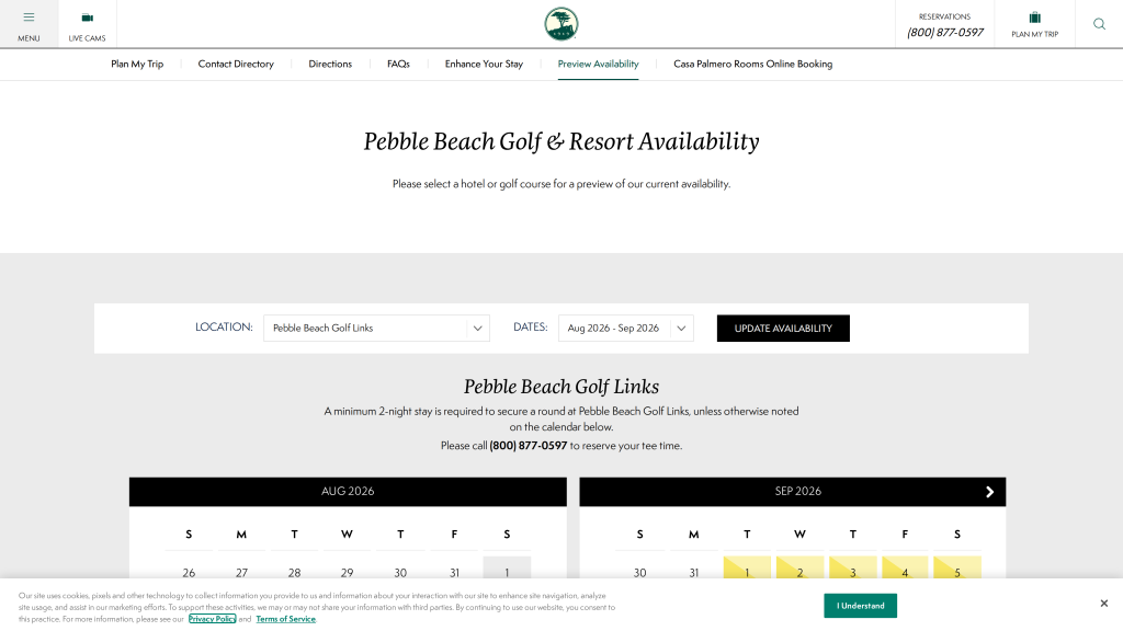 pebble beach availability checker
